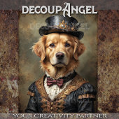 Victoriaans Golden Retriever Dog -Decoupage- Tissuepapier
