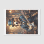 Victoriaans Golden Retriever met elektrische gitaa Tissuepapier (Voorkant)