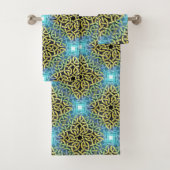Victoriaans Golden Trim Aqua Background Bad Handdoek (Insitu)