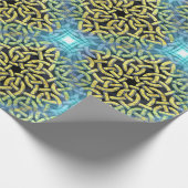 Victoriaans Golden Trim Aqua Background Cadeaupapier (Hoek)