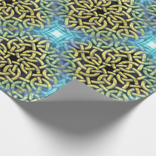 Victoriaans Golden Trim Aqua Background Cadeaupapier (Hoek)