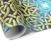 Victoriaans Golden Trim Aqua Background Cadeaupapier (Rol Hoek)