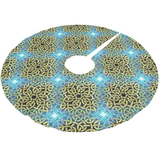 Victoriaans Golden Trim Aqua Background Kerstboom Rok (Gekanteld)