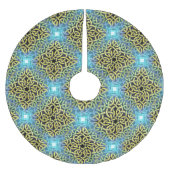 Victoriaans Golden Trim Aqua Background Kerstboom Rok (Voorkant)