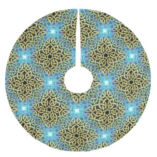 Victoriaans Golden Trim Aqua Background Kerstboom Rok (Voorkant)