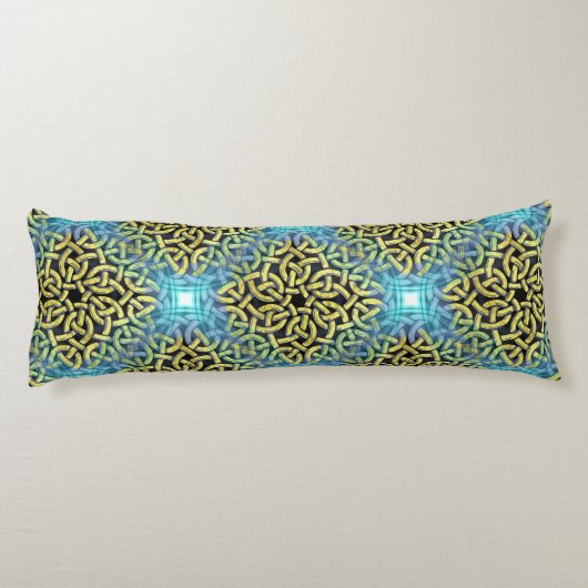 Victoriaans Golden Trim Aqua Background Lichaamskussen (Achterkant)