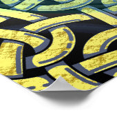 Victoriaans Golden Trim Aqua Background Poster (Hoek)