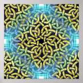 Victoriaans Golden Trim Aqua Background Poster (Voorkant)