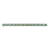 Victoriaans Golden Trim Aqua Background Satijnen Lint (Voorkant)