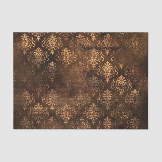 Victoriaans gothic Brown Damask-weefselpapier Tissuepapier (Voorkant)