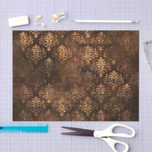 Victoriaans gothic Brown Damask-weefselpapier Tissuepapier (Craft)