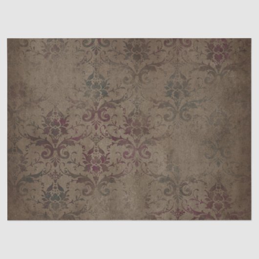 Victoriaans gothic Brown Damask-weefselpapier Tissuepapier (Voorkant)