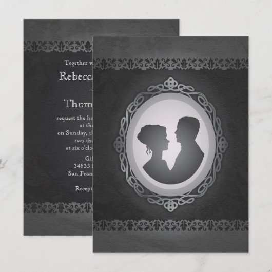 Victoriaans Gothic Cameo Wedding Invitations Kaart (Voorkant / Achterkant)