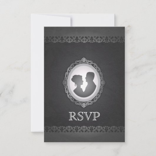Victoriaans Gothic Cameo Wedding RSVP (Voorkant)