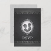 Victoriaans Gothic Cameo Wedding RSVP (Voorkant / Achterkant)