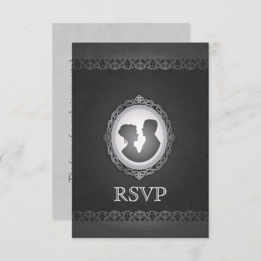 Victoriaans Gothic Cameo Wedding RSVP (Voorkant / Achterkant)