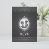 Victoriaans Gothic Cameo Wedding RSVP Kaartje (Staand voorkant)