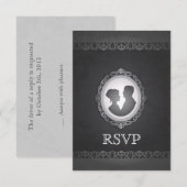 Victoriaans Gothic Cameo Wedding RSVP Kaartje (Voorkant / Achterkant)