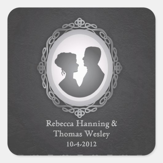 Victoriaans Gothic Cameo Wedding Stickers (Voorkant)