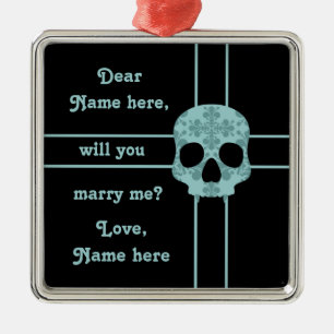 Victoriaans gothic damask skull huwelijksvoorstel metalen ornament