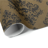  Victoriaans Gothic Damask Skulls Shabby Cadeaupapier (Rol Hoek)