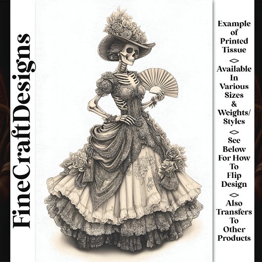 Victoriaans Gothic Dressed Skeleton AH9 Decoupage Tissuepapier