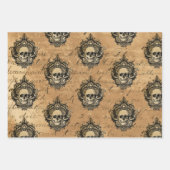Victoriaans Gothic Glam Skull en Damask Inpakpapier Vel (Voorkant)