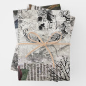  Victoriaans Gothic Halloween Ephemera Inpakpapier Vel (In situ)