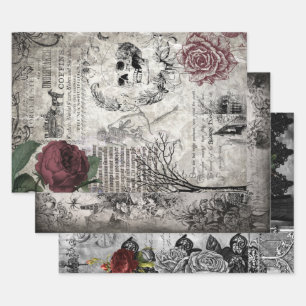 Victoriaans Gothic Halloween Ephemera Inpakpapier Vel