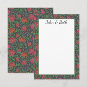 Victoriaans Gothic Perfect Red & Fuchsia Rozen Bedankkaart (Voorkant / Achterkant)