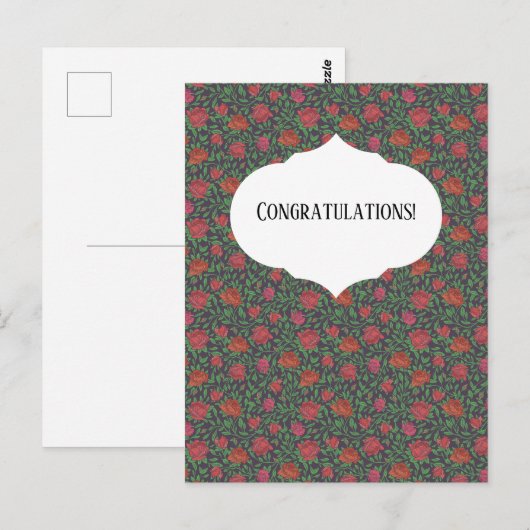 Victoriaans Gothic Perfect Red & Fuchsia Rozen Briefkaart (Voorkant / Achterkant)