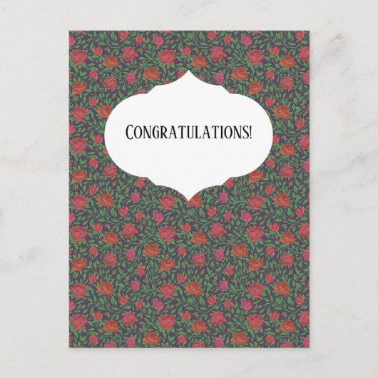 Victoriaans Gothic Perfect Red & Fuchsia Rozen Briefkaart (Voorkant)