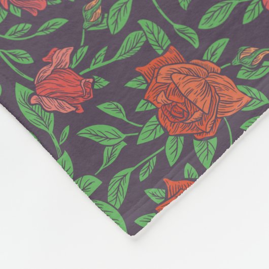 Victoriaans Gothic Perfect Red & Fuchsia Rozen Fleece Deken (Hoek)