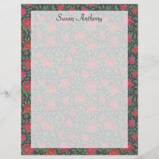 Victoriaans Gothic Perfect Red & Fuchsia Rozen Pap (Achterkant)