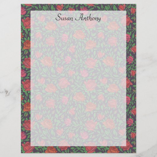 Victoriaans Gothic Perfect Red & Fuchsia Rozen Pap (Voorkant)