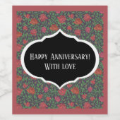 Victoriaans Gothic Perfect Red & Fuchsia Rozen Wijn Etiket (Enkel label)