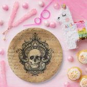 Victoriaans Gothic Skull Halloween Papieren Bordje (Feest)