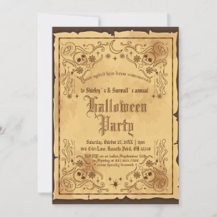 Victoriaans Gothic Witch Halloween Party Kaart