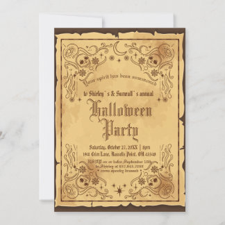 Victoriaans Gothic Witch Halloween Party Kaart