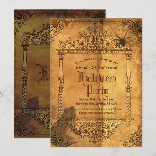 Victoriaans Gothic Witch Halloween Party Kaart (Voorkant / Achterkant)