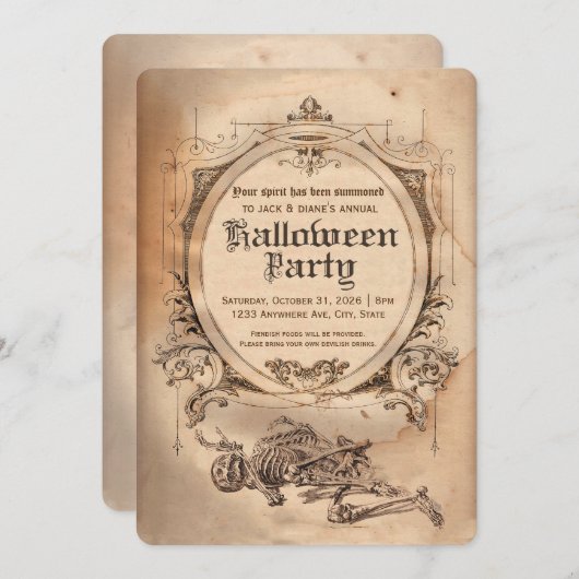  Victoriaans gothiek van de uitnodiging van Hallow (Voorkant / Achterkant)