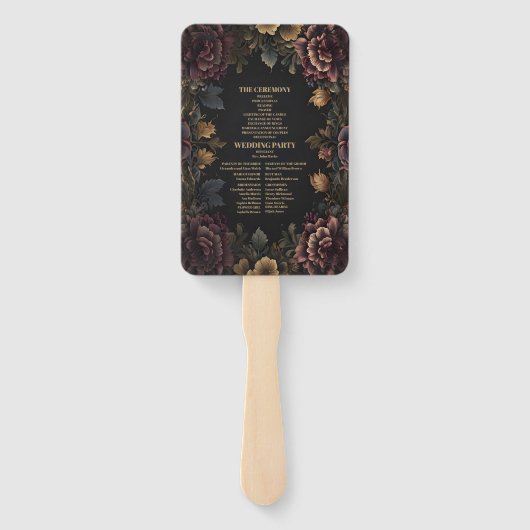 Victoriaans Gotisch Bloemen Lijst Bruiloft Handwaaier (Achterkant)