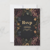 Victoriaans Gotisch Bloemen Lijst Bruiloft RSVP Kaartje (Voorkant)