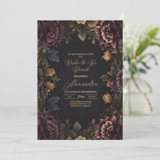 Victoriaans Gotisch Bloemen Lijst Vrijgezellenfees Kaart (Staand voorkant)