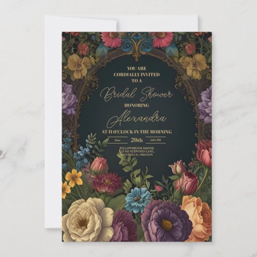 Victoriaans Gotisch  Bloemenbruids Kaart (Voorkant)