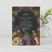 Victoriaans Gotisch  Bloemenbruids Kaart (Staand voorkant)