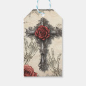 Victoriaans gotisch gestileerd Roos en kruis Cadeaulabel (Achterkant)