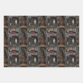 Victoriaans Gotisch Haunted Dollshouse met Dolls i Inpakpapier Vel (Voorkant 3)