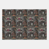 Victoriaans Gotisch Haunted Dollshouse met Dolls i Inpakpapier Vel (Voorkant)