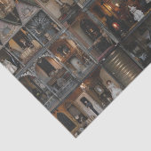 Victoriaans Gotisch Haunted Dollshouse met Dolls i Tissuepapier (Detail)